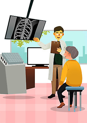 PSD 남자 일러스트 엑스레이 병원 설명 사람 두명 치료 건강관리 스크린 의사 서류판 남자만 국내일러스트 의학 모션 건강 관리 사무용품 의료진 파일형식