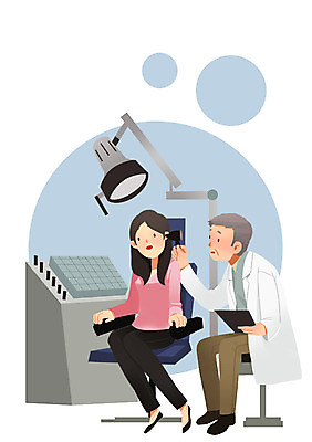 PSD 여자 남자 일러스트 의료기기 병원 사람 두명 치료 건강관리 진료 서류판 이비인후과 국내일러스트 의학 건강 관리 사무용품 파일형식