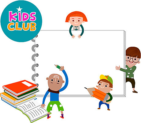 여자 어린이교육 교육 남자 어린이 일러스트 함께함 사람 여러명 책 연필 공책 기쁨 즐거움 클럽 연습장 어린이만 국내일러스트 AI파일 감정 다수 컨셉 문구용품 학용품 필기구 파일형식 벡터