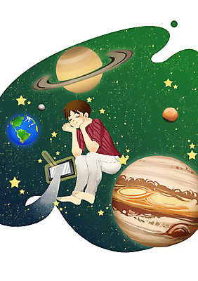 PSD 라이프스타일 남자 별 일러스트 정보기술 스마트라이프 한명 사람 태블릿 우주 행성 스마트 편리함 남자만 남자한명만 국내일러스트 자연요소 1 컨셉 기술 생활 전자제품 스마트기기 파일형식