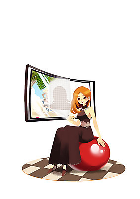 PSD 라이프스타일 여자 시계 일러스트 정보기술 스마트라이프 대화 한명 사람 스크린 짐볼 스마트 편리함 영상통화 여자만 여자한명만 국내일러스트 1 컨셉 기술 말하기 생활 통화 파일형식