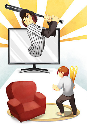 PSD 라이프스타일 남자 일러스트 응원 정보기술 스마트라이프 사람 두명 소파 야구 스마트 편리함 스마트TV 남자만 국내일러스트 컨셉 의자 기술 생활 구기 텔레비전 파일형식