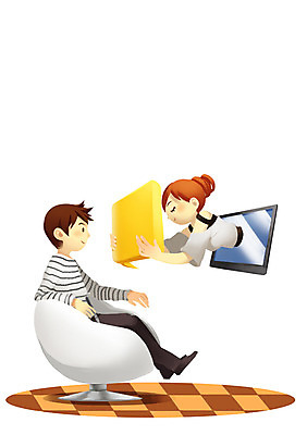 PSD 라이프스타일 여자 남자 의자 일러스트 정보기술 스마트라이프 대화 사람 두명 태블릿 스마트 편리함 영상통화 국내일러스트 가구 컨셉 기술 말하기 생활 전자제품 스마트기기 통화 파일형식