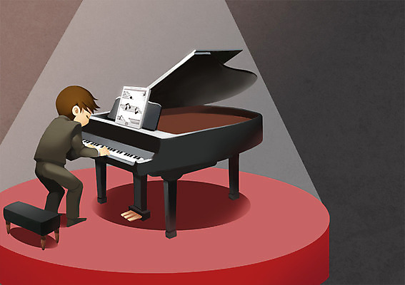 PSD 라이프스타일 남자 악기 연주 일러스트 정보기술 스마트라이프 한명 사람 태블릿 건반 스마트 악보 그랜드피아노 편리함 남자만 남자한명만 국내일러스트 1 음악 컨셉 기술 생활 전자제품 스마트기기 피아노 파일형식