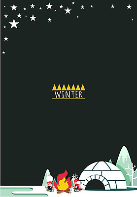 계절 여자 남자 별 백그라운드 겨울 일러스트 산 사람 풍경 야외 두명 야간 모닥불 이글루 겨울배경 국내일러스트 AI파일 자연요소 불 파일형식 벡터