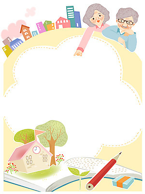 여자 교육 할아버지 노년 남자 할머니 일러스트 학교 사람 빌딩 취미 두명 건물 책 연필 지우개 교육기관 노인만 성인만 국내일러스트 AI파일 건축물 학용품 성인 필기구 기관 파일형식 벡터