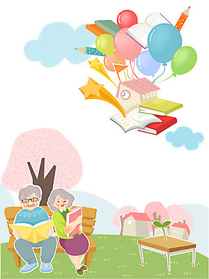 주간 구름 여자 교육 할아버지 노년 남자 할머니 벤치 일러스트 학교 탁자 사람 취미 야외 두명 책 독서 풍선 야외수업 노인만 성인만 국내일러스트 AI파일 자연요소 가구 의자 수업 성인 파일형식 벡터