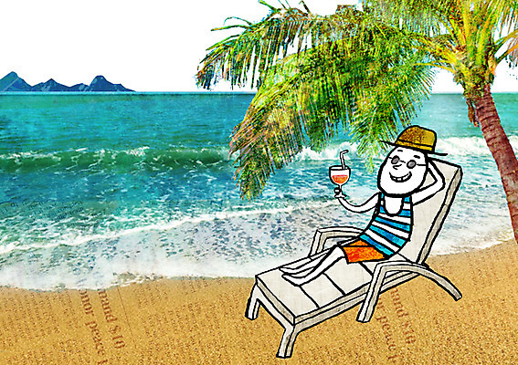 PSD 편집이미지 라이프스타일 남자 바다 포토일러 휴식 한명 사람 해변 야자수 선베드 합성 남자만 남자한명만 이미지편집 나무 1 컨셉 의자 생활 파일형식