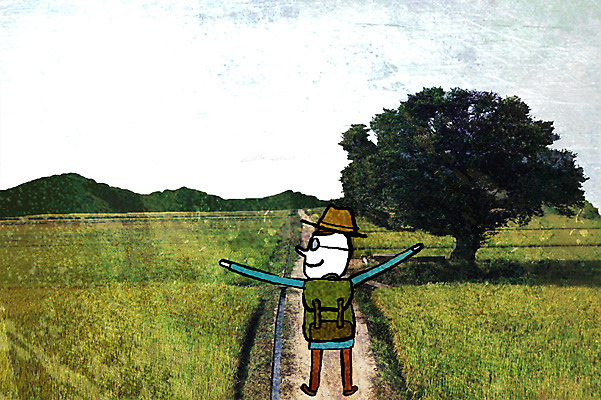 PSD 나무 편집이미지 라이프스타일 남자 배낭 포토일러 한명 사람 초원 등산 합성 남자만 남자한명만 이미지편집 식물 1 가방 생활 트래킹 파일형식