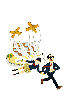 PSD 학생 여자 남자 교복 일러스트 학교 청소년 사람 두명 일상 달리기 자유 탈출 일상탈출 꼭두각시 십대만 국내일러스트 옷 교육 컨셉 모션 라이프 파일형식