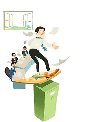 PSD 남자 일러스트 비즈니스 사람 여러명 일상 사무실 자유 스케이트보드 비즈니스맨 탈출 일상탈출 남자만 국내일러스트 다수 컨셉 라이프 보드_스포츠 직장인 파일형식