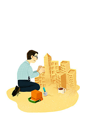 PSD 남자 일러스트 비즈니스 휴가 한명 사람 건물 일상 자유 비즈니스맨 탈출 모래성 일상탈출 남자만 남자한명만 국내일러스트 1 건축물 모래 컨셉 라이프 직장인 파일형식