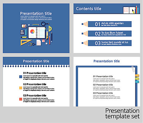 템플릿 편집 텍스트 사람없음 세트 사무용품 프레젠테이션 문서템플릿 레이아웃 문서 제안서 이미지템플릿 AI파일 문구용품 파일형식 벡터