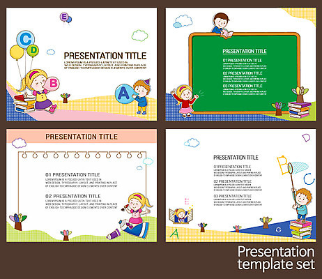 템플릿 편집 여자 교육 남자 어린이 텍스트 사람 여러명 세트 프레젠테이션 문서템플릿 레이아웃 문서 제안서 어린이만 이미지템플릿 AI파일 다수 파일형식 벡터