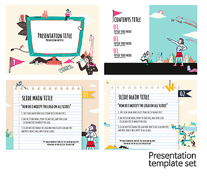 템플릿 편집 여자 남자 비즈니스 텍스트 사람 여러명 세트 프레젠테이션 문서템플릿 레이아웃 문서 제안서 이미지템플릿 AI파일 다수 파일형식 벡터