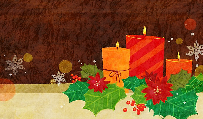 PSD 꽃 크리스마스장식 크리스마스 겨울 일러스트 초 사람없음 장식 눈 국내일러스트 자연요소 식물 계절 기념일 날씨 파일형식