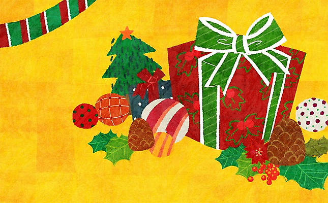 PSD 크리스마스장식 크리스마스 겨울 일러스트 선물 사람없음 장식 선물상자 크리스마스트리 솔방울 국내일러스트 계절 기념일 상자 파일형식