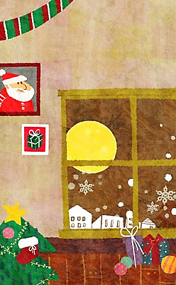 PSD 액자 크리스마스장식 크리스마스 겨울 일러스트 창문 선물 사람없음 선물상자 상자 크리스마스트리 산타클로스 마을 달 눈 국내일러스트 자연요소 계절 기념일 날씨 파일형식
