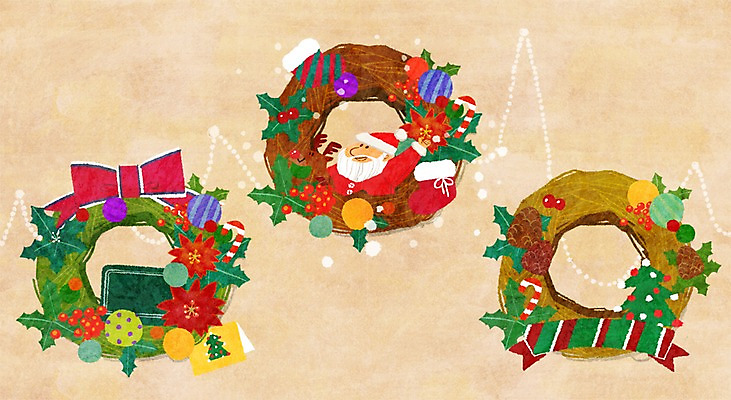 PSD 동물 노년 남자 꽃 리본 크리스마스 겨울 일러스트 사슴 한명 사람 성인 장식 산타클로스 화관 루돌프 국내일러스트 식물 1 계절 기념일 포유류 파일형식