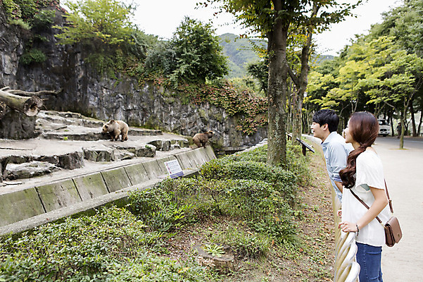포토 JPG 주간 동물 커플 여자 남자 동물원 서기 사람 동양인 상반신 20대 성인 야외 두명 옆모습 한국인 청년만 성인만 국내포토 자연요소 뷰포인트 관계 모션 인종 청년 파일형식