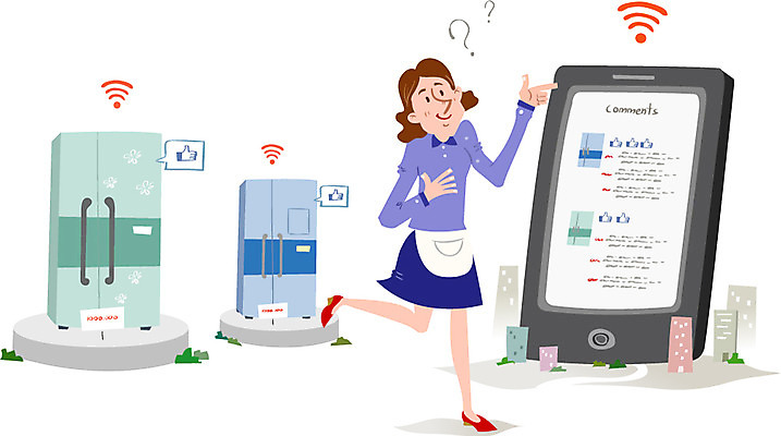 여자 일러스트 모바일 한명 사람 성인 쇼핑 구매 상품 스마트 주부 온라인쇼핑 냉장고 모바일쇼핑 스마트컨슈머 편리함 가격비교 리뷰 여자만 여자한명만 성인여자만 성인만 국내일러스트 AI파일 1 컨셉 가전제품 비교 고객 온라인 파일형식 벡터