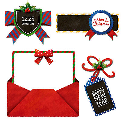 PSD 리본 스티커 크리스마스 일러스트 편지봉투 프레임 사람없음 장식 컬러풀 라벨 편지지 프레임일러스트 국내일러스트 기념일 컬러 봉투 편지 파일형식