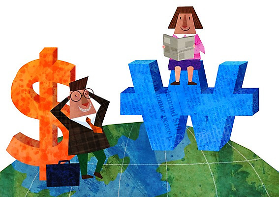 PSD 캐릭터 여자 남자 지구 백그라운드 일러스트 비즈니스 사람 두명 금융 경제 달러 직장인 비즈니스맨 비즈니스우먼 화폐기호 비즈니스캐릭터 국내일러스트 일러캐릭터 직업 기호 돈 화폐 파일형식