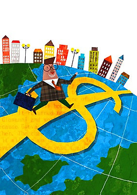 PSD 캐릭터 남자 지구 백그라운드 일러스트 비즈니스 한명 사람 건물 금융 경제 달러 직장인 비즈니스맨 비즈니스캐릭터 남자만 남자한명만 국내일러스트 일러캐릭터 직업 1 건축물 돈 파일형식