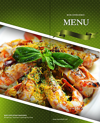 PSD 템플릿 편집 접시 표지디자인 북디자인 표지 리본 음식 리플렛 백그라운드 채소 2단접지 북커버 새우 팜플렛 사람없음 요식업 해산물 새우요리 바질 이미지템플릿 식기 산업 갑각류 파일형식