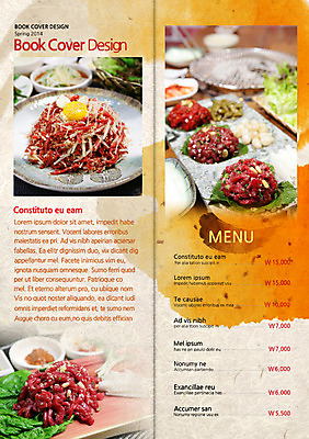 PSD 템플릿 편집 접시 표지디자인 북디자인 내지 한식 음식 리플렛 백그라운드 채소 2단접지 북커버 마늘 생고기 육류 팜플렛 사람없음 요식업 계란 소고기 가격 메뉴 메뉴판 무침 육회 이미지템플릿 식기 산업 식재료 알 파일형식