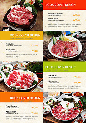 PSD 템플릿 편집 접시 표지디자인 북디자인 내지 한식 음식 리플렛 백그라운드 채소 2단접지 북커버 식재료 고추 반찬 양파 생고기 육류 팜플렛 사람없음 요식업 버섯 소고기 가격 메뉴 메뉴판 갈비 차돌박이 이미지템플릿 식기 산업 파일형식