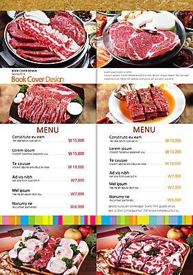 PSD 템플릿 편집 접시 표지디자인 북디자인 내지 한식 음식 리플렛 백그라운드 채소 2단접지 북커버 과일 식재료 양파 마늘 생고기 육류 팜플렛 사람없음 요식업 버섯 소고기 가격 메뉴 메뉴판 갈비 우족 이미지템플릿 식기 산업 파일형식