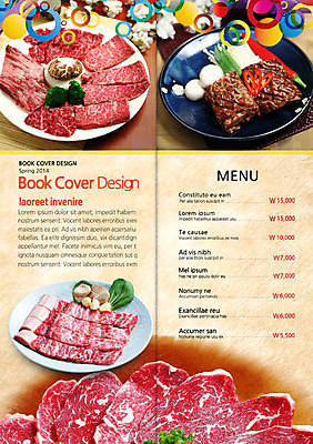 PSD 템플릿 편집 접시 표지디자인 북디자인 내지 한식 음식 리플렛 백그라운드 채소 2단접지 북커버 식재료 마늘 생고기 육류 팜플렛 사람없음 요식업 버섯 소고기 가격 메뉴 메뉴판 청경채 갈비 양념갈비 이미지템플릿 식기 산업 파일형식