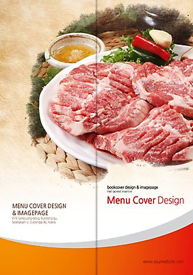 PSD 템플릿 편집 접시 표지디자인 북디자인 표지 한식 음식 리플렛 백그라운드 채소 2단접지 북커버 식재료 고추 마늘 생고기 육류 팜플렛 사람없음 요식업 칼집 기름장 이미지템플릿 식기 산업 파일형식