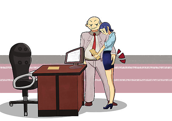 PSD 여자 남자 백그라운드 의자 일러스트 회사 비즈니스 탁자 실내 사람 성인 두명 비즈니스라이프 컴퓨터 비즈니스맨 비즈니스우먼 범죄 구출 보호 위험 사장 스킨십 성범죄 성추행 성인만 국내일러스트 라이프스타일 가구 컨셉 내부 전자제품 도움 직장인 파일형식