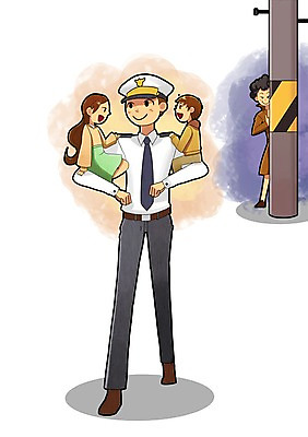 PSD 여자 남자 어린이 백그라운드 일러스트 안기 사람 여러명 성인 야외 범죄 구출 경찰 보호 위험 범죄인 미행 바바리맨 성범죄 국내일러스트 직업 다수 컨셉 모션 도움 범죄자 파일형식