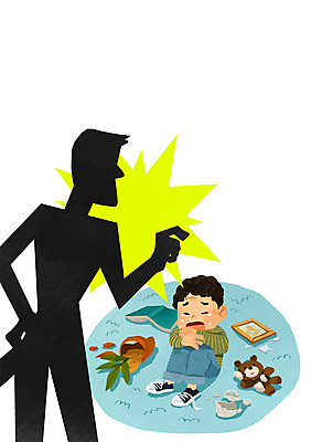 PSD 남자 아들 어린이 백그라운드 일러스트 실내 그림자 사람 성인 두명 손상 고통 폭력 아빠 위험 불안 아동학대 어린이사고 가정폭력 남자만 국내일러스트 감정 컨셉 가족 내부 사건 학대 사회이슈 파일형식