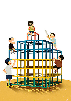 주간 PSD 남자 어린이 컬러 백그라운드 일러스트 사람 여러명 야외 친구 컬러풀 고통 놀이터 위험 불안 어린이사고 따돌림 왕따 정글짐 남자만 어린이만 소년만 국내일러스트 자연요소 감정 다수 컨셉 관계 놀이 놀이기구 사건 파일형식