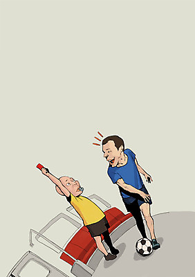 PSD 공공시설 남자 백그라운드 일러스트 공 사람 성인 두명 축구 예절 심판 전철 공공예절 판결 퇴장 레드카드 남자만 성인남자만 성인만 국내일러스트 육상교통 대중교통 경고 구기 카드_놀이용품 시설 파일형식