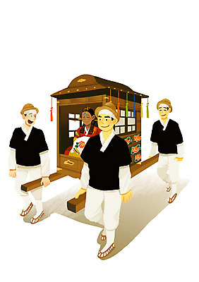 PSD 서양인 외국인 여자 남자 문화 여행 결혼 가마_이동수단 일러스트 사람 여러명 성인 한국인 체험 한복 즐거움 전통혼례 소통 가마꾼 국내여행 성인만 국내일러스트 한국전통 감정 교통수단 다수 컨셉 동양인 인종 이벤트 전통의상 전통의례 파일형식