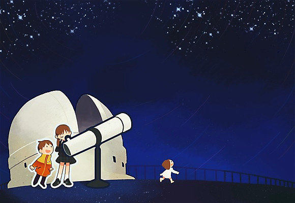 PSD 여자 남자 별 어린이 백그라운드 일러스트 가족 청소년 레저 휴식 사람 야외 세명 망원경 놀이공원 관찰 야간 즐거움 천문대 천체관측 십대만 국내일러스트 자연요소 감정 컨셉 관계 모션 테마파크 관측 파일형식