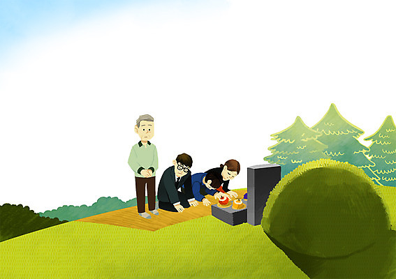 PSD 나무 식물 전통 여자 명절 할아버지 노년 남자 아들 어린이 백그라운드 일러스트 가족 엄마 산 사람 잔디 여러명 성인 추석 무덤 묘 아빠 산소 성묘 국내일러스트 기념일 다수 관계 원소 파일형식