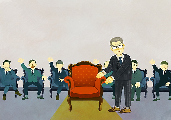 PSD 남자 의자 일러스트 비즈니스 안내 사람 정장 손짓 여러명 성인 구직 도움 비즈니스맨 선택 손인사 헤드헌팅 남자만 성인남자만 성인만 국내일러스트 옷 가구 다수 컨셉 모션 인사 직장인 서비스 파일형식