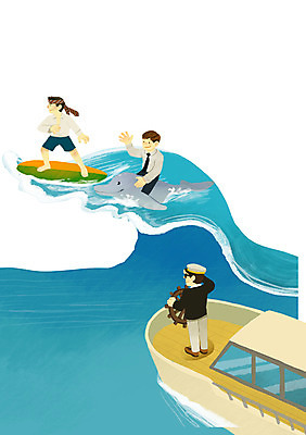 PSD 남자 파도 바다 일러스트 비즈니스 사람 정장 성인 세명 구직 도움 서핑보드 비즈니스맨 서핑 선택 선장 헤드헌팅 선박 남자만 성인남자만 성인만 국내일러스트 옷 컨셉 수상교통 수상스포츠 보드_스포츠 직장인 서비스 파일형식