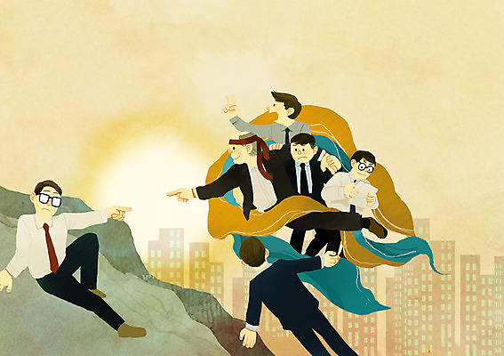 PSD 남자 일러스트 회사 비즈니스 사람 정장 여러명 성인 야외 건물 빛 구직 돌_바위 바위 도시 도움 비즈니스맨 선택 천 천지창조 헤드헌팅 남자만 성인남자만 성인만 국내일러스트 건축물 옷 다수 컨셉 직물 직장인 서비스 파일형식