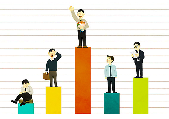 PSD 남자 일러스트 비즈니스 그래프 사람 정장 여러명 성인 공책 경쟁 구직 도움 비즈니스맨 선택 막대그래프 헤드헌팅 남자만 성인남자만 성인만 국내일러스트 옷 다수 컨셉 문구용품 직장인 서비스 파일형식