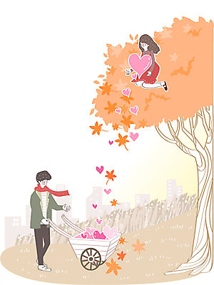 전신 나무 식물 커플 계절 공원 여자 남자 꽃 행복 여유 백그라운드 낙엽 일러스트 함께함 사랑 사람 풍경 성인 야외 두명 가을풍경 수레 가을 하트 성인만 가을배경 국내일러스트 AI파일 모양 공공시설 감정 컨셉 잎 관계 카트 파일형식 벡터 가을_계절