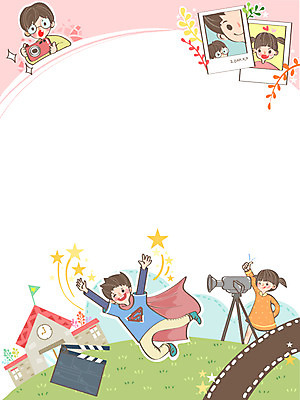 여자 어린이교육 교육 남자 별 어린이 백그라운드 일러스트 학교 프레임 사람 세명 카메라 촬영 필름 슈퍼맨 기념사진 특별활동 어린이만 국내일러스트 AI파일 자연요소 전자제품 영웅 파일형식 벡터