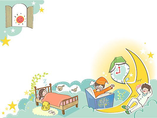 구름 여자 어린이교육 교육 남자 별 어린이 백그라운드 일러스트 침구 프레임 사람 책 세명 태양 달 침대 잠 잠자리 어린이만 국내일러스트 AI파일 자연요소 가구 곤충 파일형식 벡터
