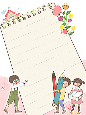 식물 여자 어린이교육 교육 남자 꽃 어린이 백그라운드 일러스트 학교 프레임 사람 세명 필기구 펜 지우개 어린이만 국내일러스트 AI파일 문구용품 학용품 파일형식 벡터